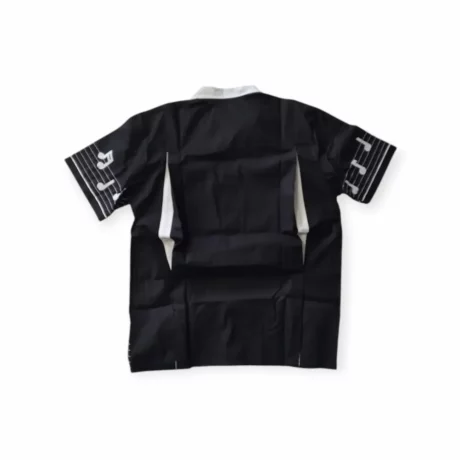 Chemise bowling noire avec portée de notes dos