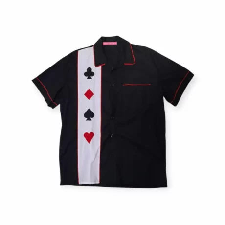 Chemise bowling noire carré d’as face