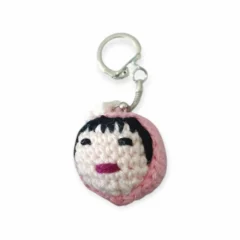 Porte-clés visage rose au crochet