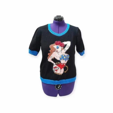 Pull à manches courtes pin up face