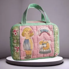 Valisette kawaii verte et rose décor