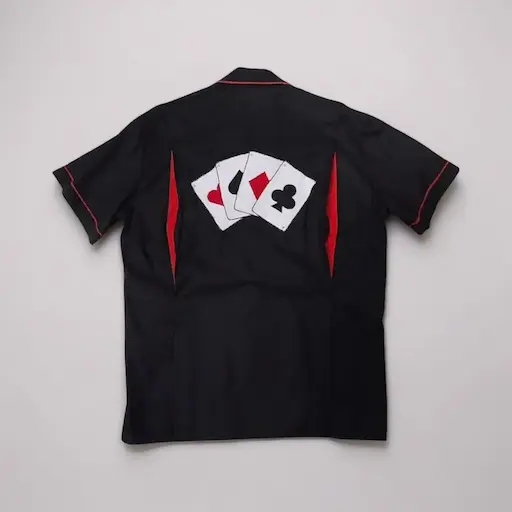 Chemise bowling noire carré d’as de dos