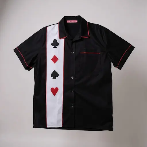 Chemise bowling noire carré d’as de face