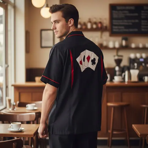 Chemise bowling noire carré d’as décor