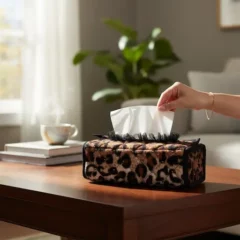 boite à mouchoirs léopard décor