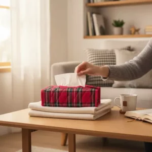 boite à mouchoirs tartan rouge décor