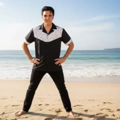 chemise noire avec notes de musique décor