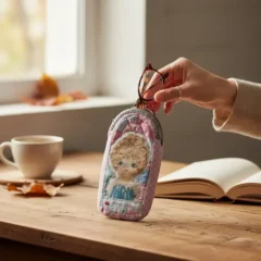 étui à lunettes rose décor