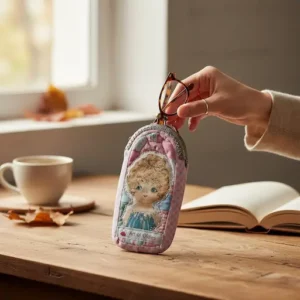 étui à lunettes rose décor