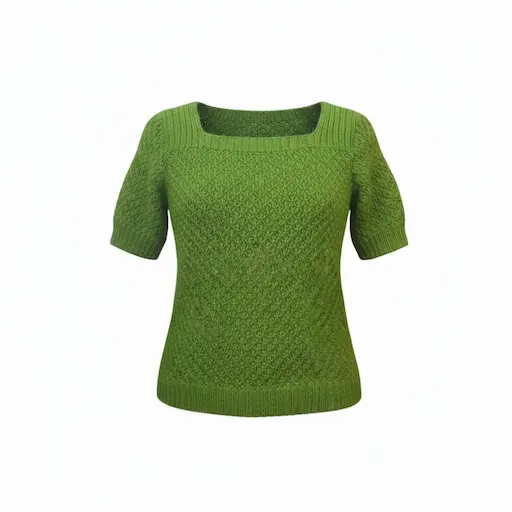 pull à manches courtes vert ajouré