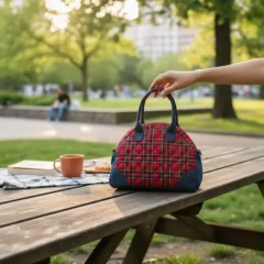 sac à main tartan rouge décor