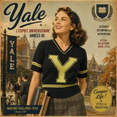 Pull à manches courtes universitaire Yale décor