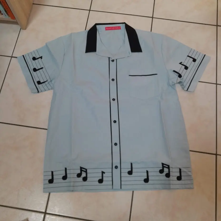 chemise bowling ciel avec notes face