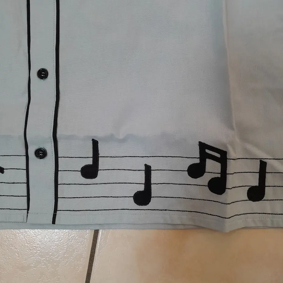 chemise bowling ciel avec notes motif