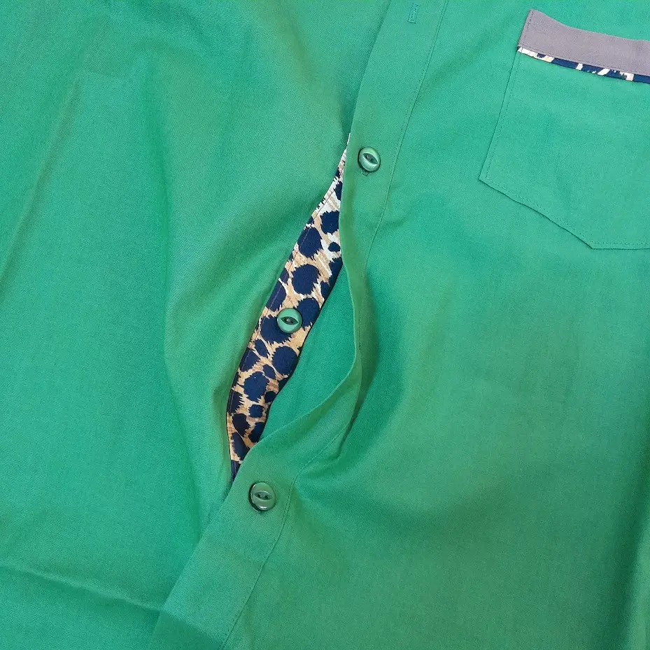 chemise bowling jungle rock verte boutonnage