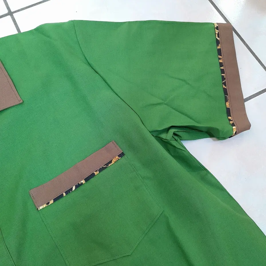 chemise bowling jungle rock verte détail