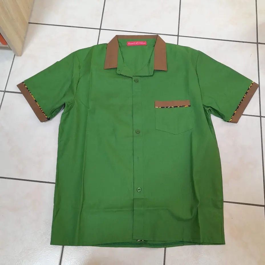 chemise bowling jungle rock verte face
