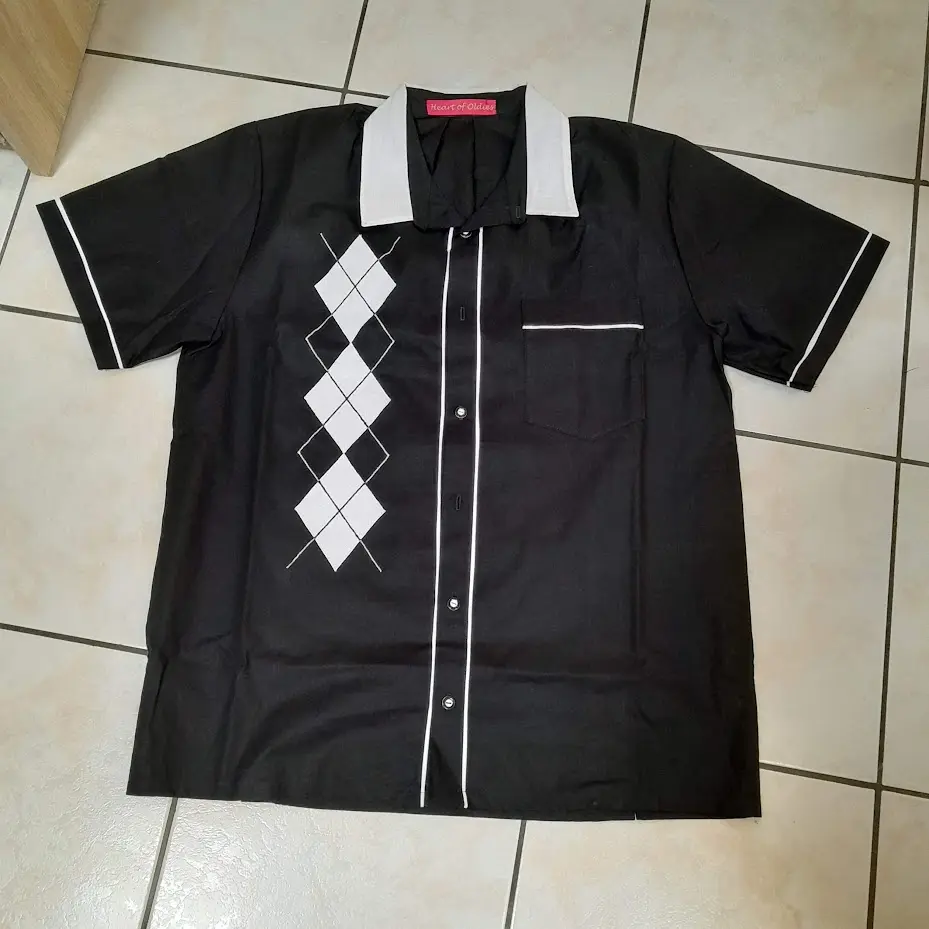 chemise bowling noire avec losanges face