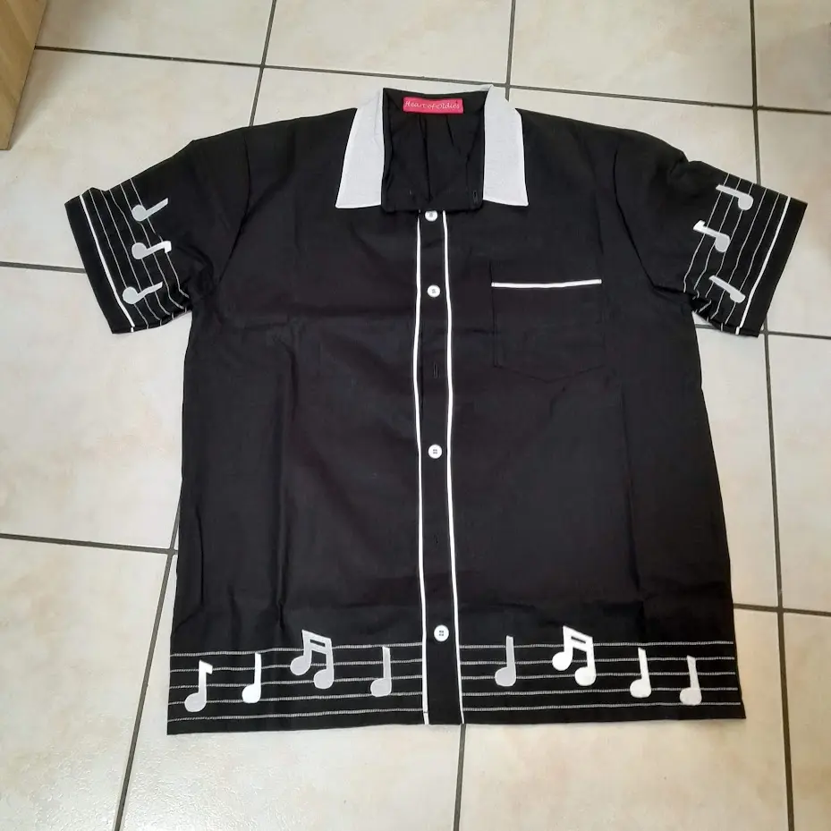 chemise bowling noire avec notes face
