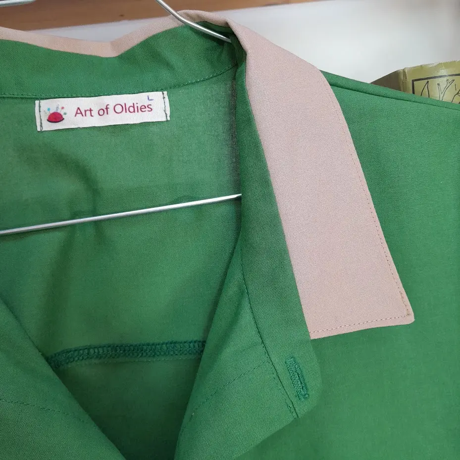 chemise bowling verte avec losanges col