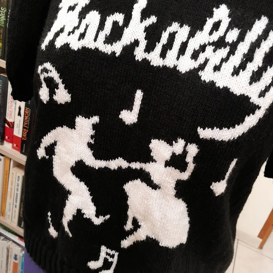Pull à manches courtes Rockabilly noir détail